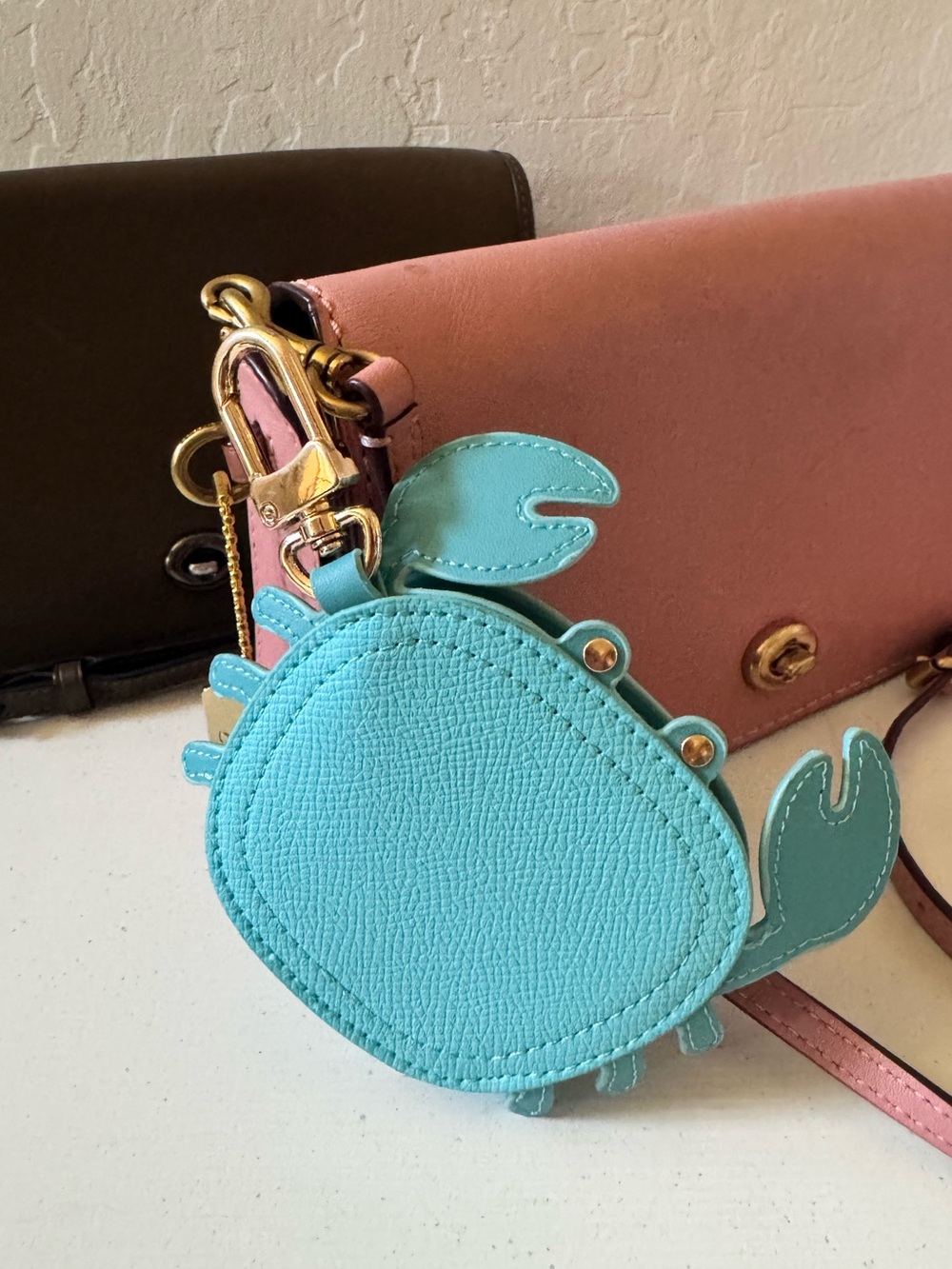 Cute Teal Crab Mini Bag Charm keychain coin-purse - Unbranded